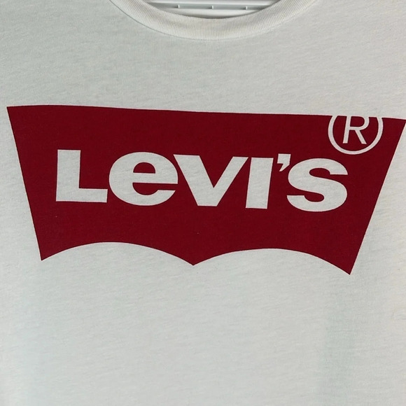 LEVIS White Red Tab Graphic Logo Crewneck T-Shirt Short Sleeve Cotton M - Picture 3 of 11